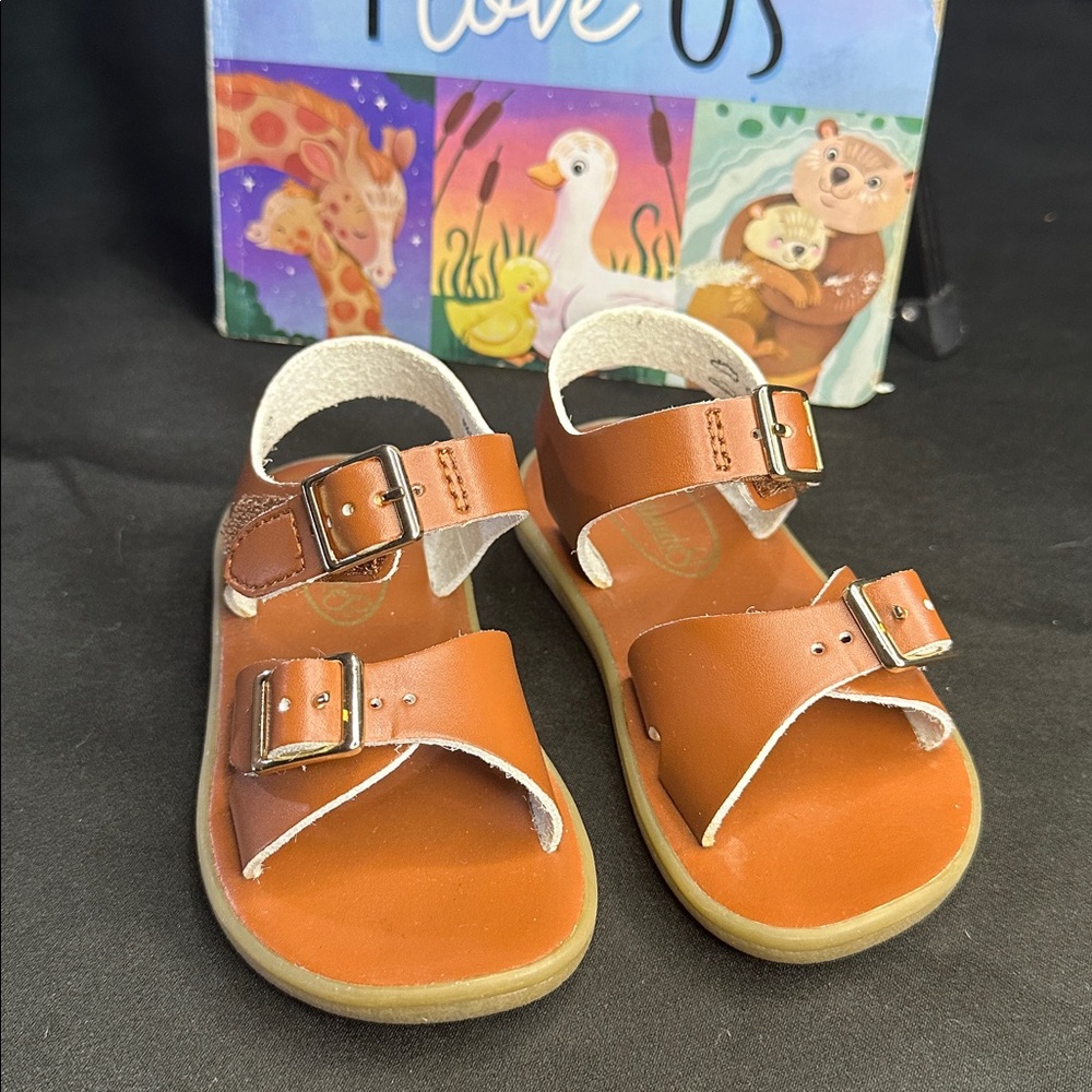 FootMates Toddler Tan Buckle Leather Sandals